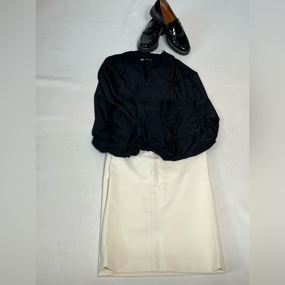 ZARA BALLON TOP WITH ZIPPER SIZE M COLOR BLACK NWT - Picture 12 of 16